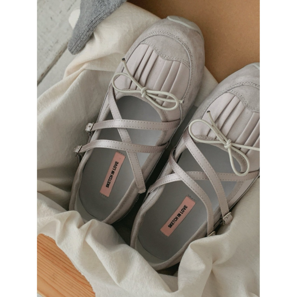 韓國女裝女鞋 Sketch in love 交叉緞帶芭蕾運動風鞋-細節圖6