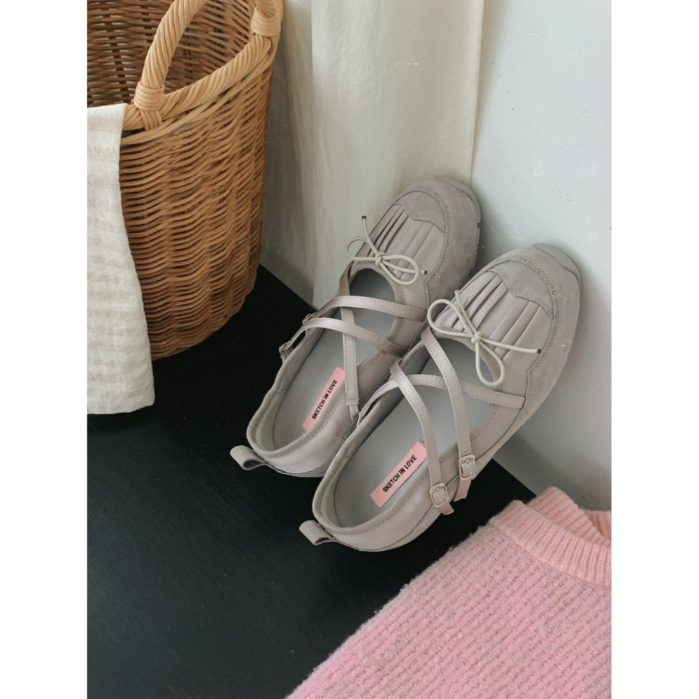 韓國女裝女鞋 Sketch in love 交叉緞帶芭蕾運動風鞋-細節圖7