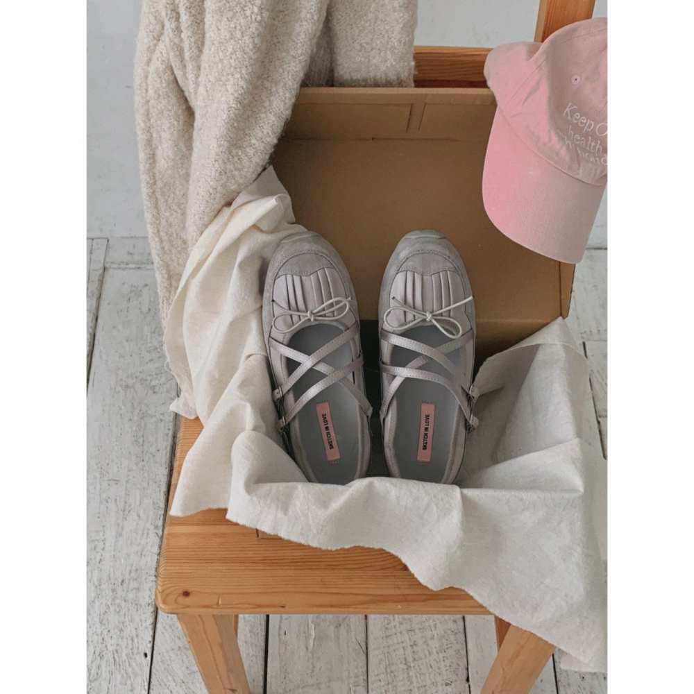 韓國女裝女鞋 Sketch in love 交叉緞帶芭蕾運動風鞋-細節圖9