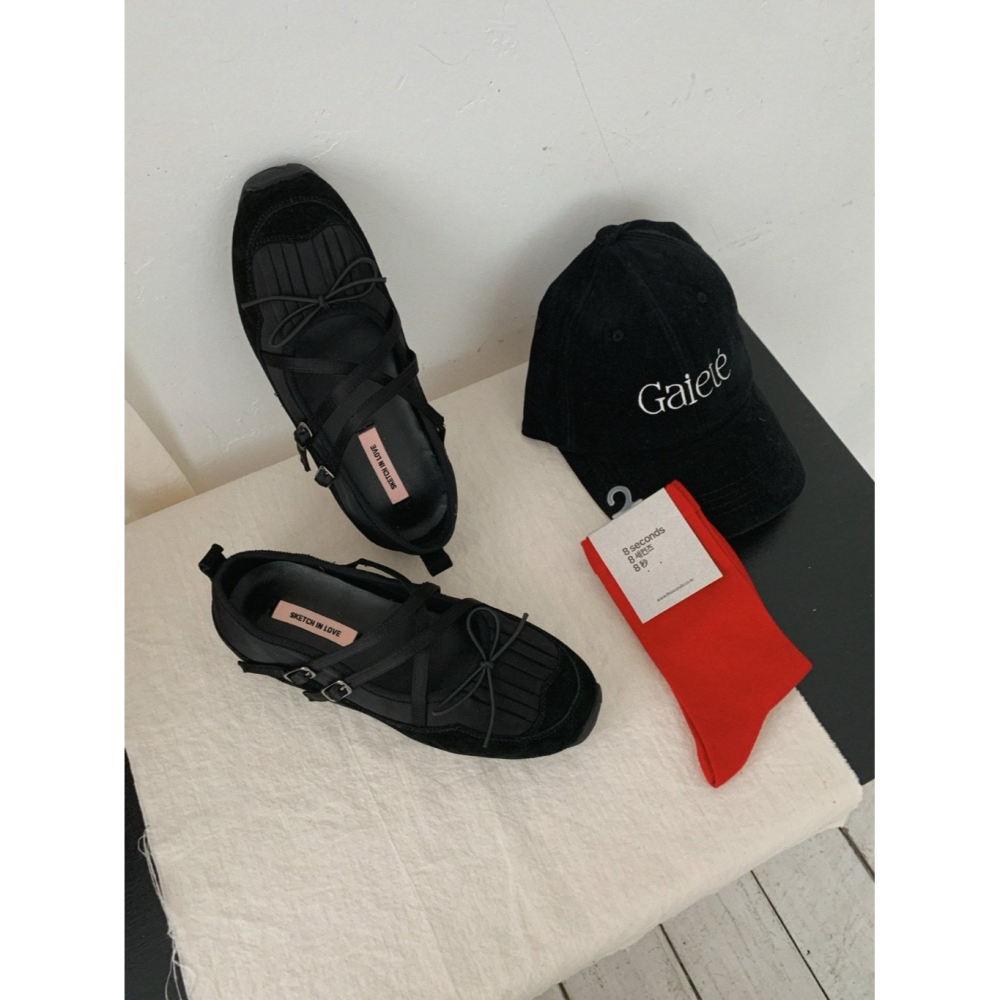 韓國女裝女鞋 Sketch in love 交叉緞帶芭蕾運動風鞋-細節圖10