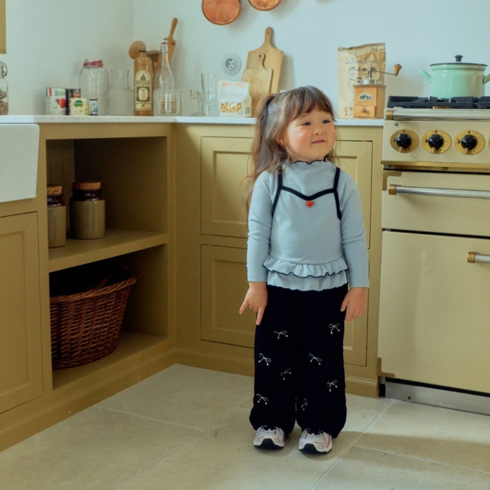 正韓童裝 1stblue 雙層荷葉邊層次長TEE-細節圖7