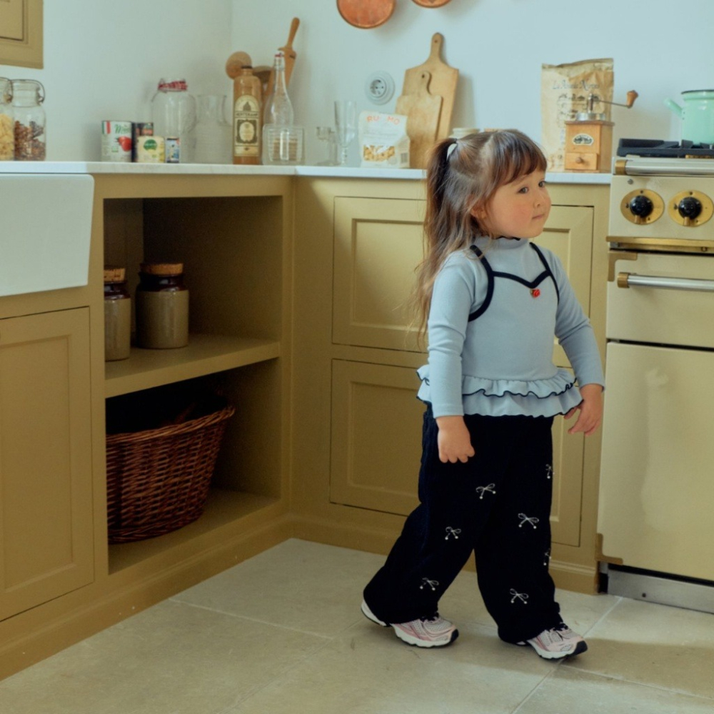 正韓童裝 1stblue 雙層荷葉邊層次長TEE-細節圖8