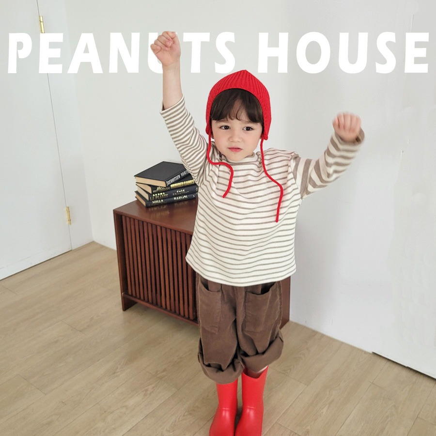 正韓童裝 PEANUTS HOUSE 不對稱條紋Tee上衣-細節圖3