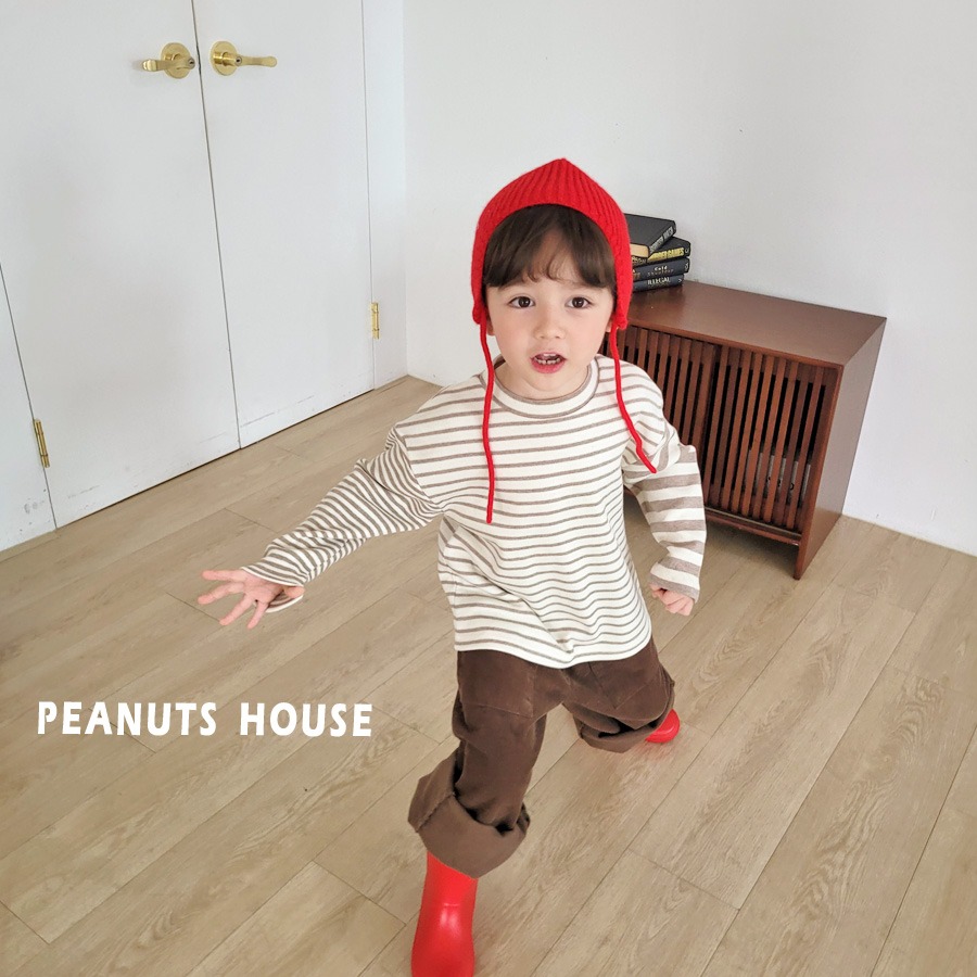 正韓童裝 PEANUTS HOUSE 不對稱條紋Tee上衣-細節圖5
