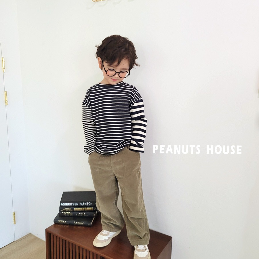正韓童裝 PEANUTS HOUSE 不對稱條紋Tee上衣-細節圖11