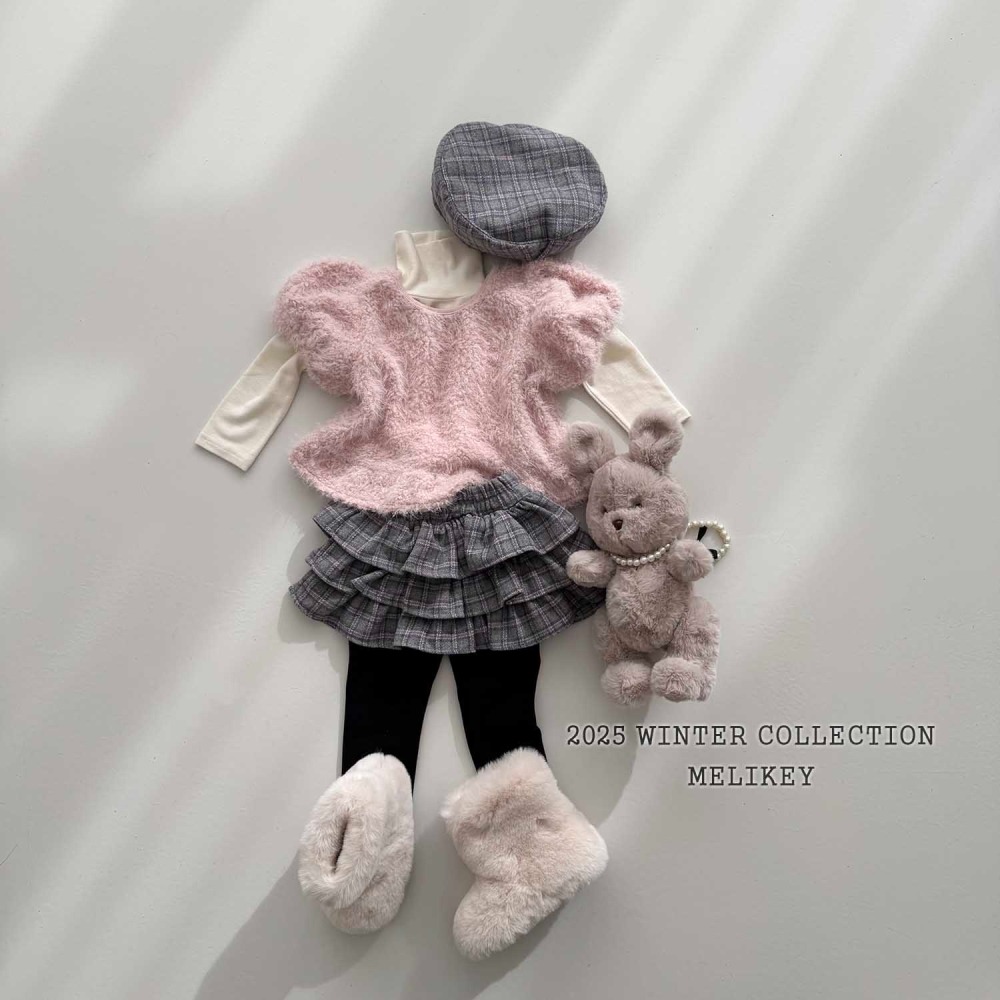 正韓童裝 Melikey 長毛絨絨綁帶短袖外罩衣-細節圖6