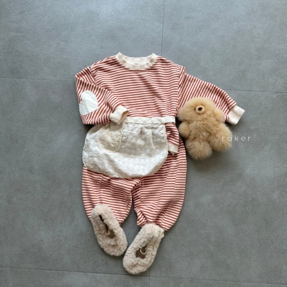 正韓童裝 RAKER 手肘愛心拼布大學Tee-細節圖2