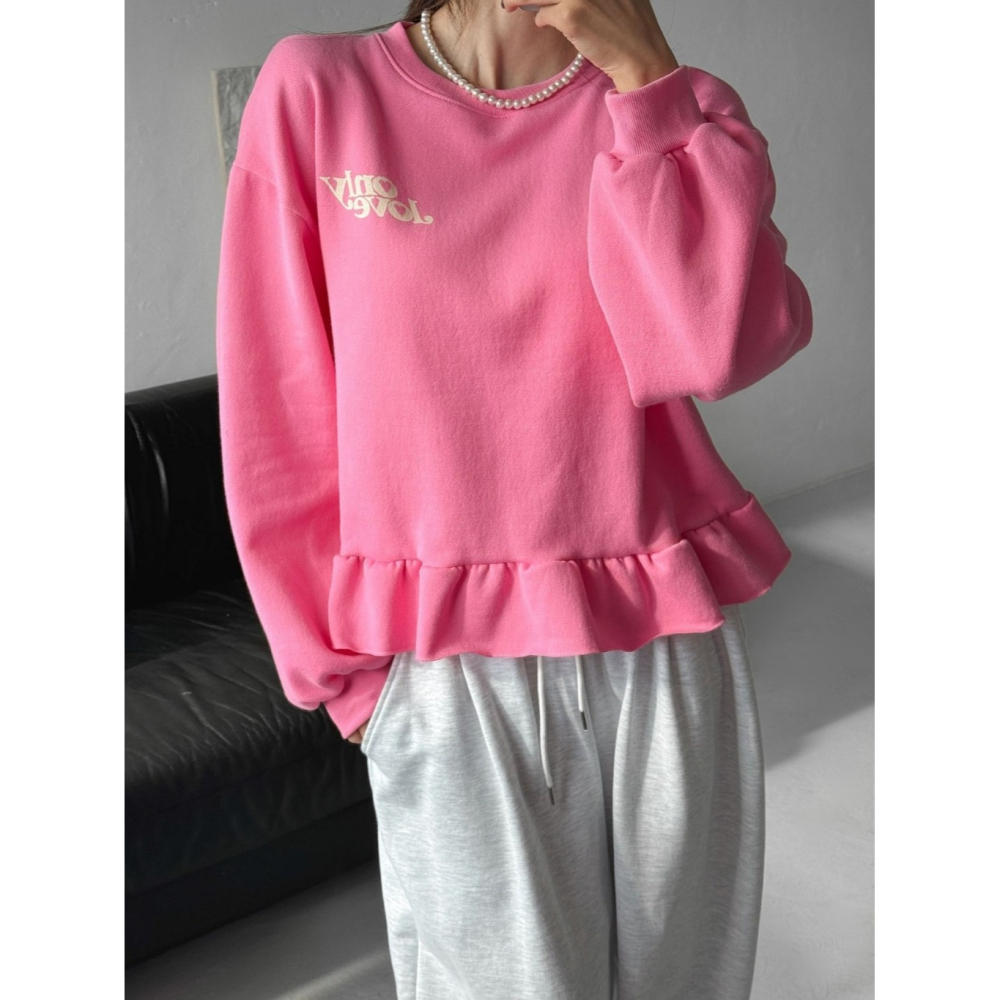 韓國女裝 Cl 可愛垂墜下擺娃娃款大學T-細節圖3