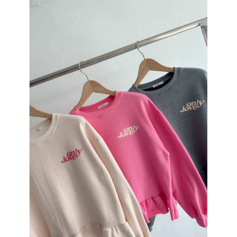 韓國女裝 Cl 可愛垂墜下擺娃娃款大學T-細節圖5