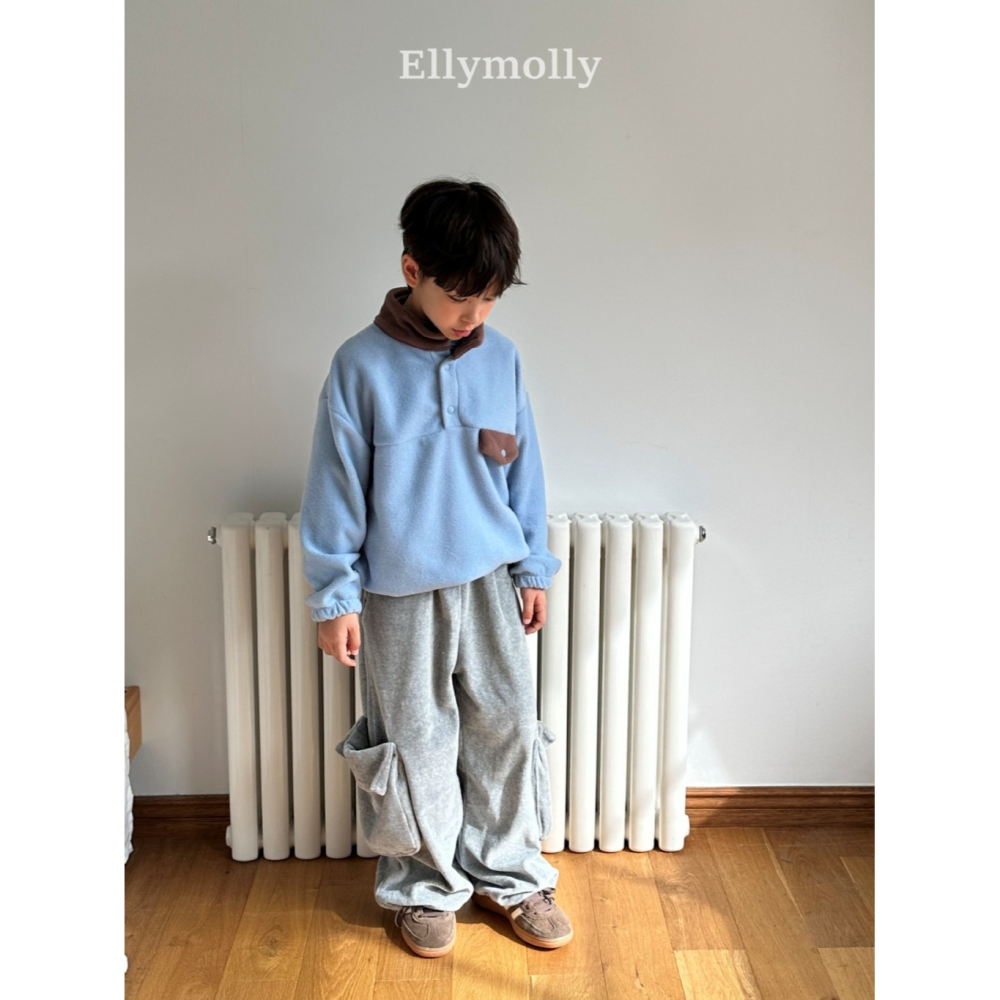 正韓童裝 ELLY MOLLY 撞色與時尚豹紋暖呼版大學t-細節圖2