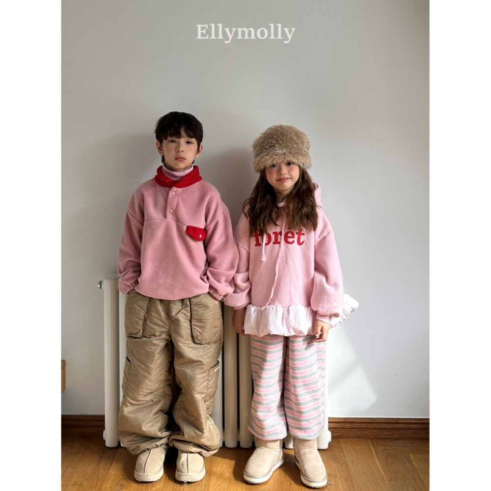 正韓童裝 ELLY MOLLY 撞色與時尚豹紋暖呼版大學t-細節圖4