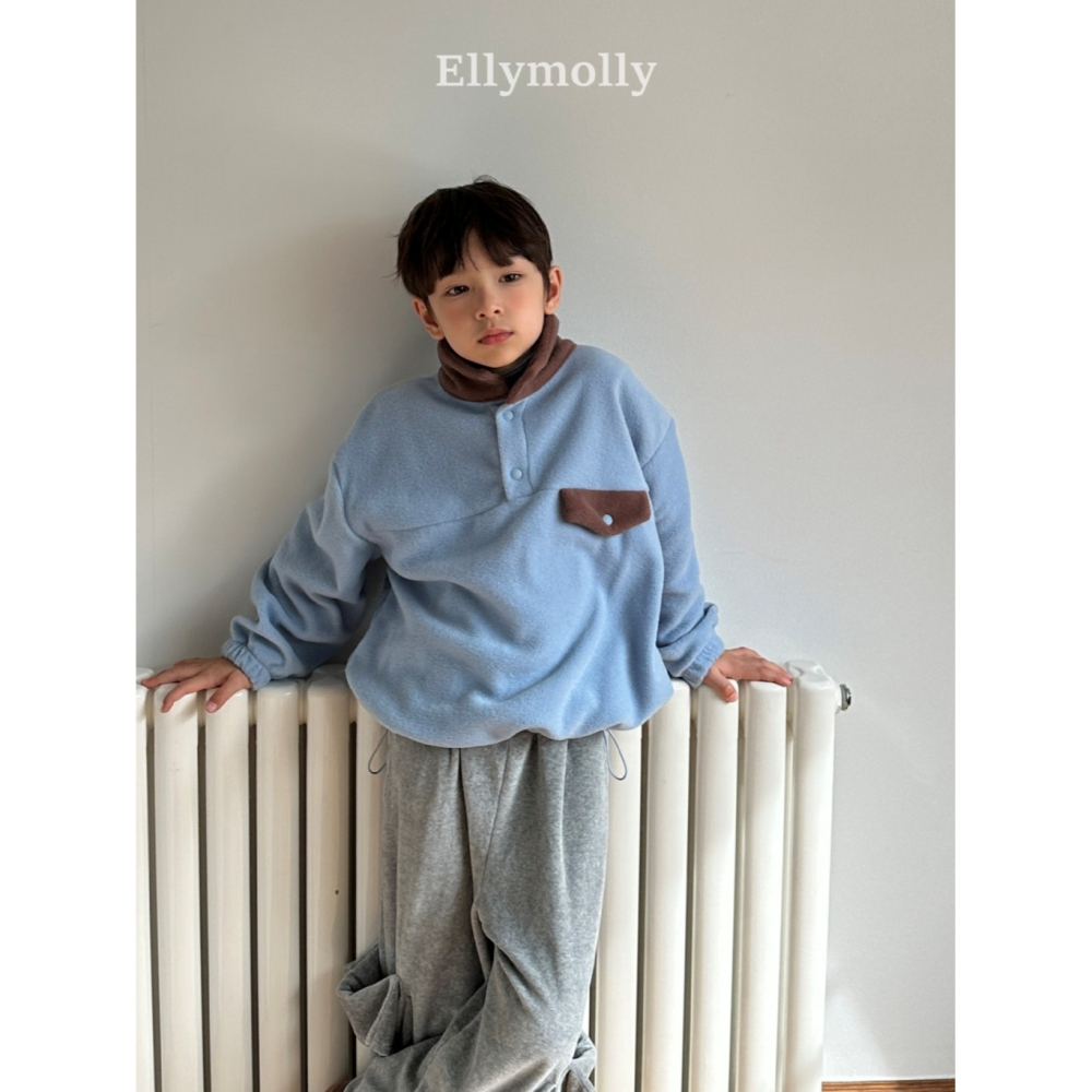 正韓童裝 ELLY MOLLY 撞色與時尚豹紋暖呼版大學t-細節圖6