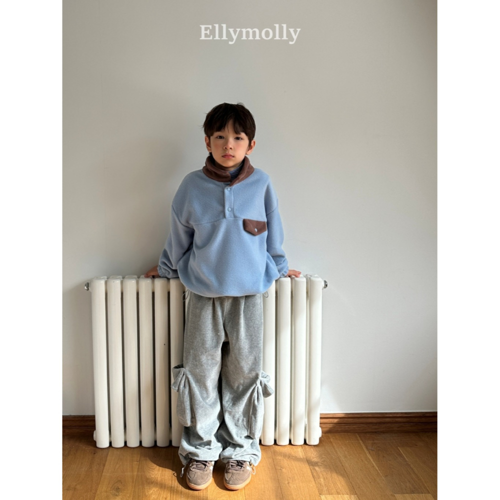 正韓童裝 ELLY MOLLY 撞色與時尚豹紋暖呼版大學t-細節圖7