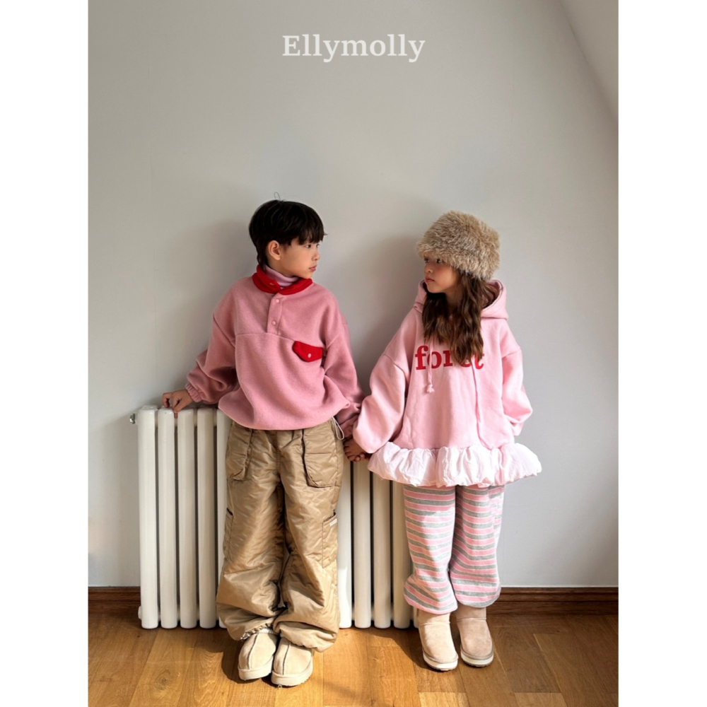 正韓童裝 ELLY MOLLY 撞色與時尚豹紋暖呼版大學t-細節圖8