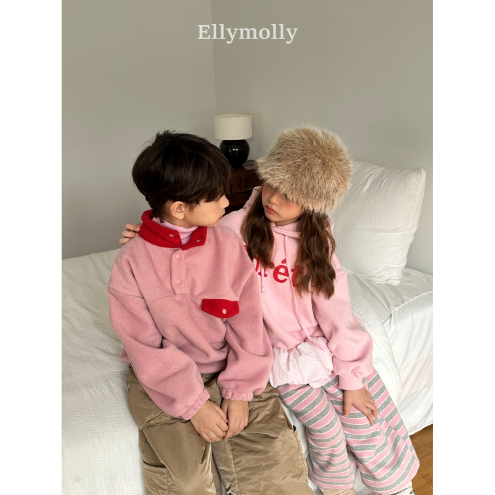 正韓童裝 ELLY MOLLY 撞色與時尚豹紋暖呼版大學t-細節圖9