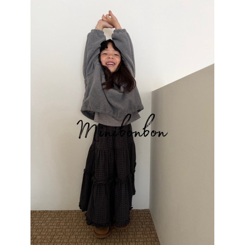 正韓童裝 MINI BONBON 柔和連帽絨親子款衛衣上衣-細節圖11