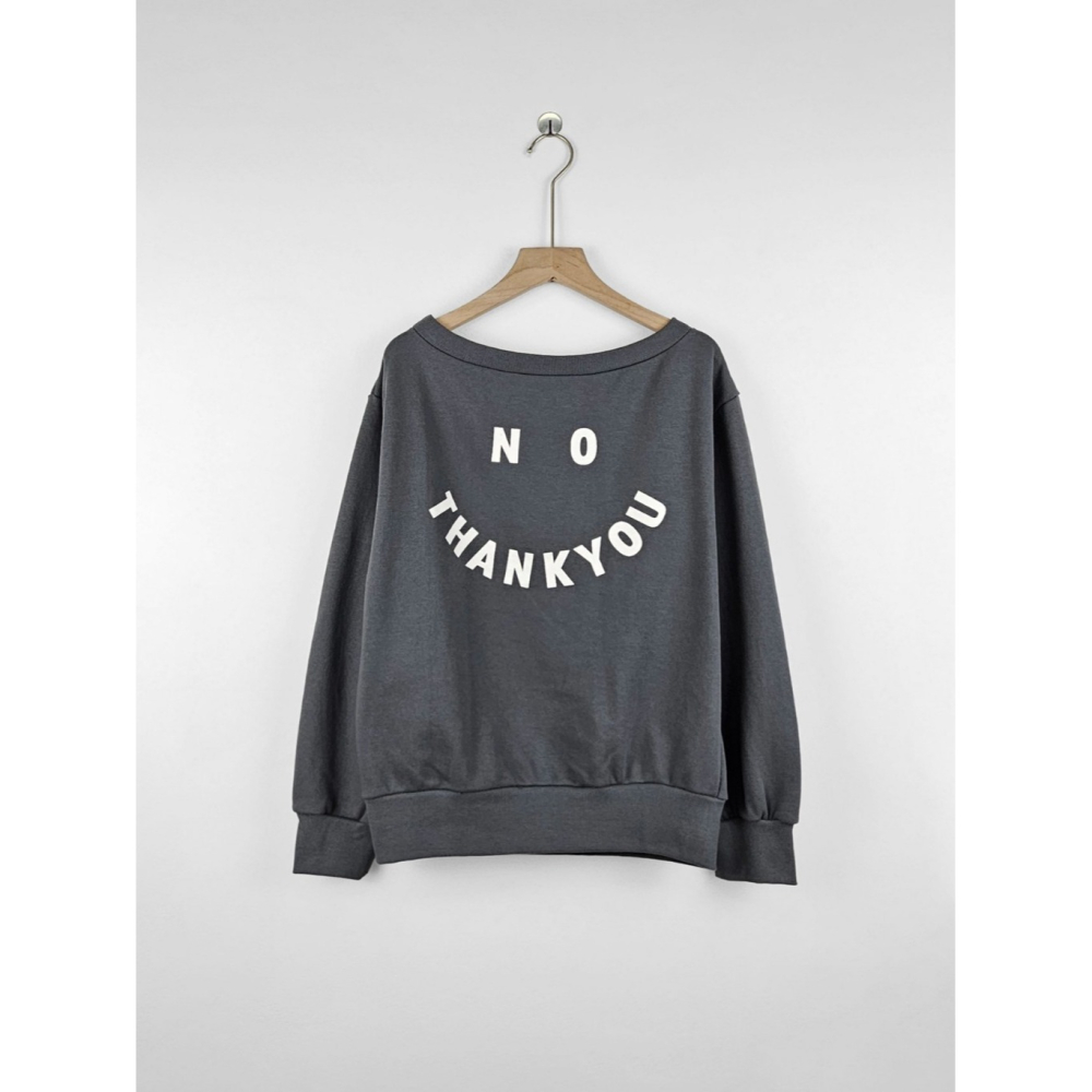 韓國女裝 Ggak 大圓領no thank you上衣-細節圖3