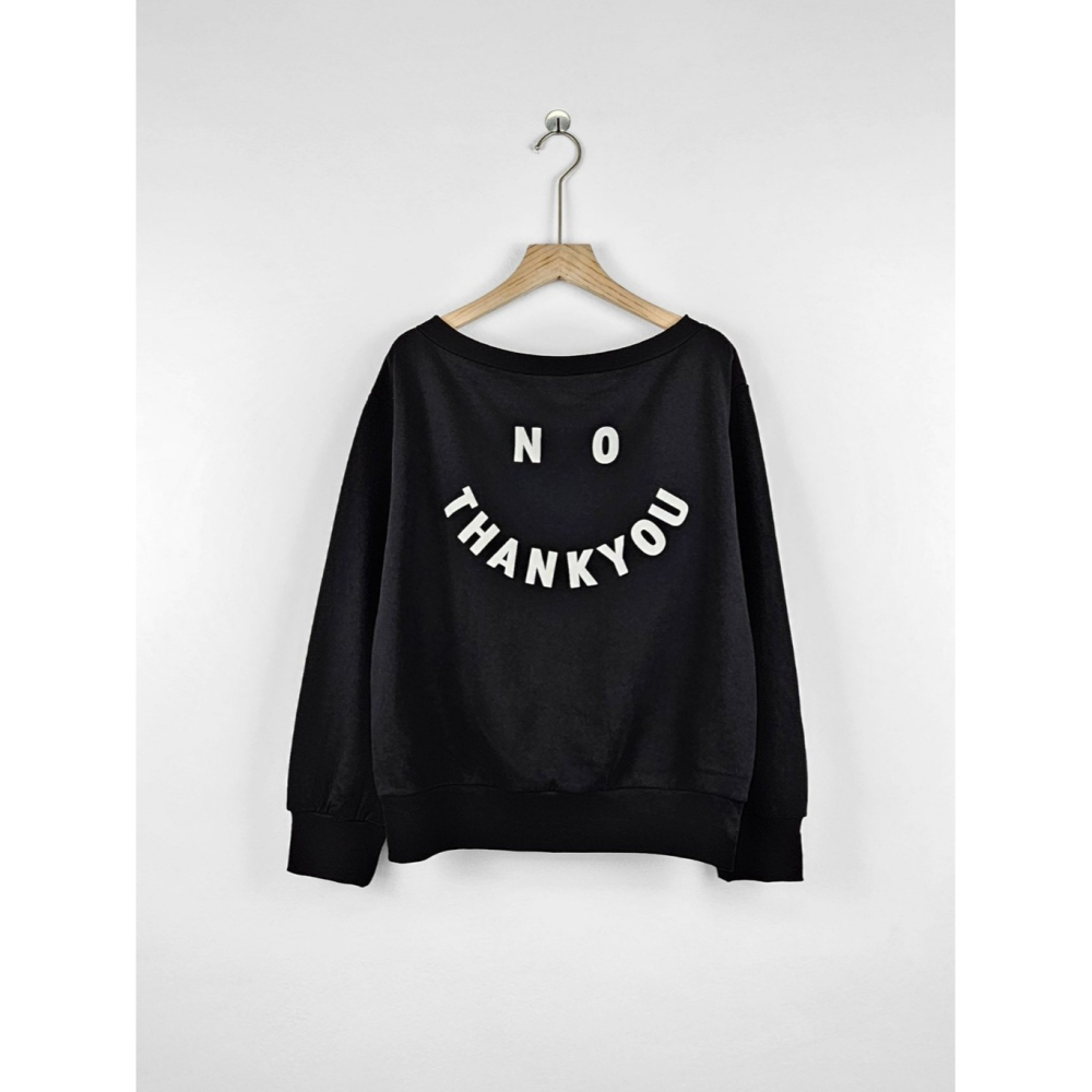 韓國女裝 Ggak 大圓領no thank you上衣-細節圖4