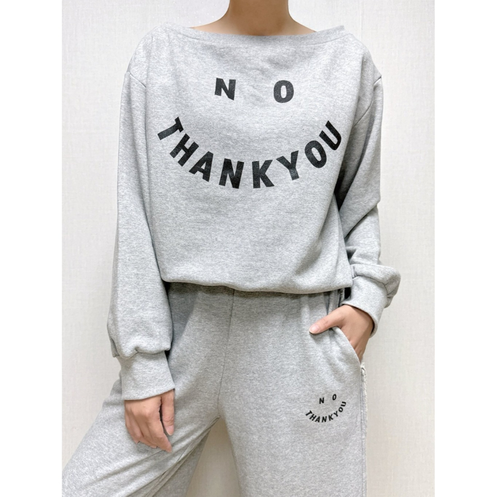 韓國女裝 Ggak 大圓領no thank you上衣-細節圖10