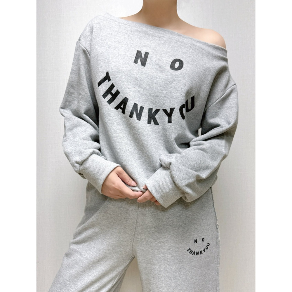 韓國女裝 Ggak 大圓領no thank you上衣-細節圖11