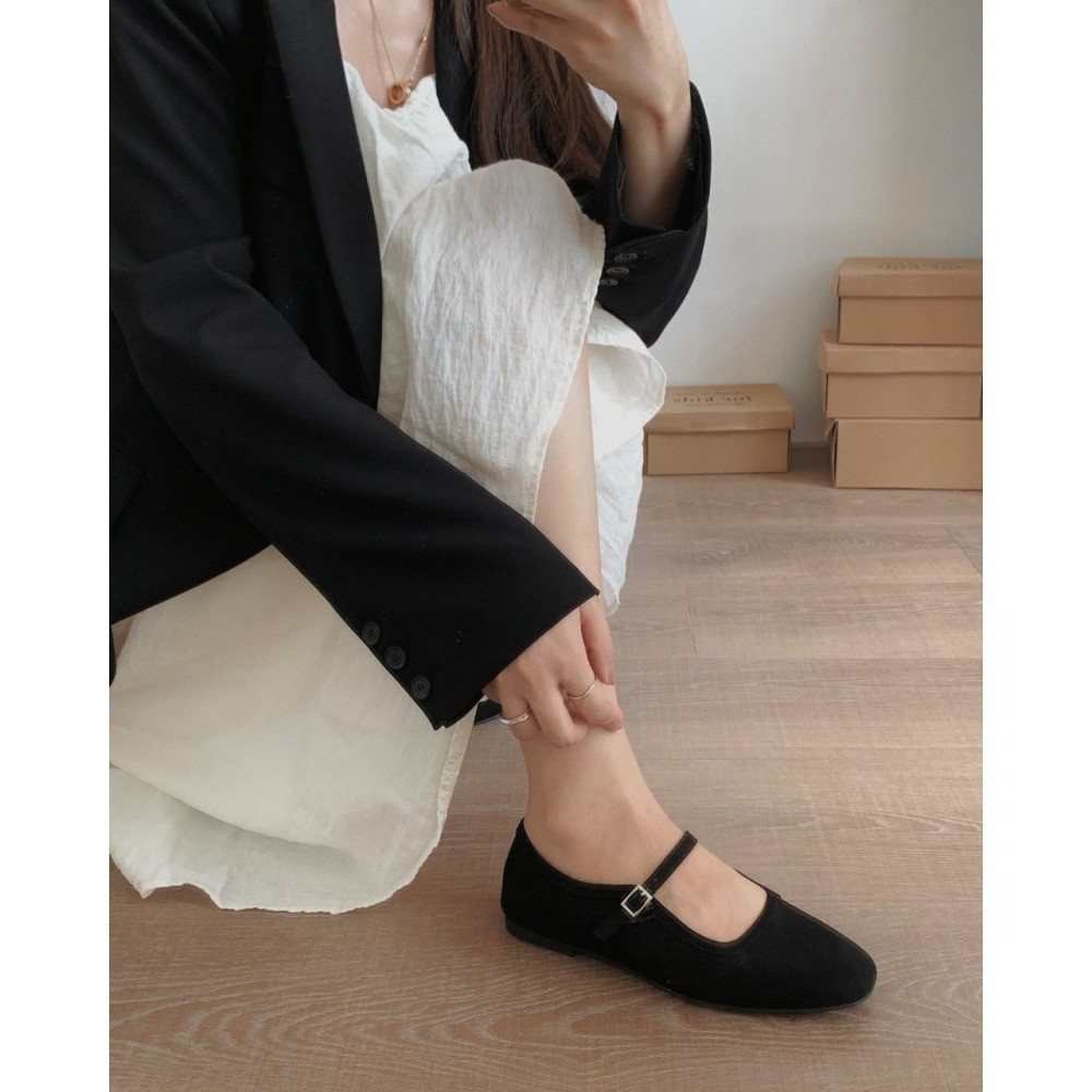 韓國女裝女鞋 sketch in love 法式復古絨面革瑪莉珍鞋-細節圖4