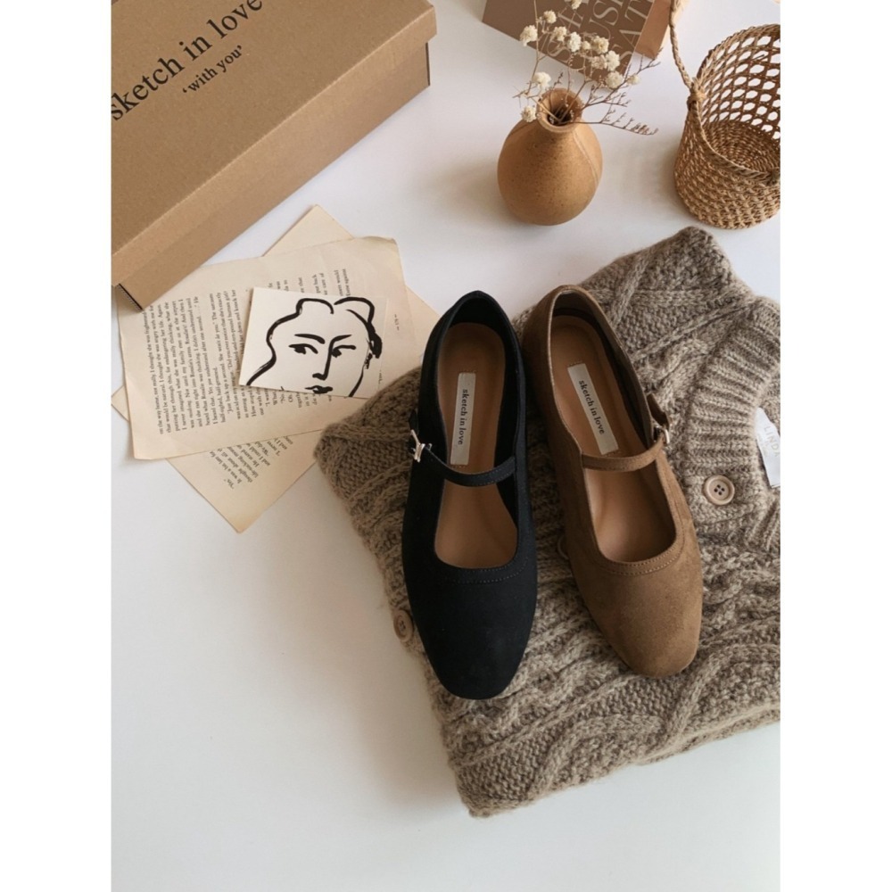 韓國女裝女鞋 sketch in love 法式復古絨面革瑪莉珍鞋-細節圖10