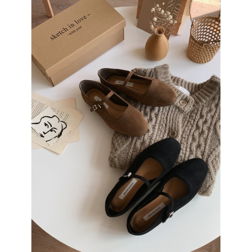 韓國女裝女鞋 sketch in love 法式復古絨面革瑪莉珍鞋-細節圖11