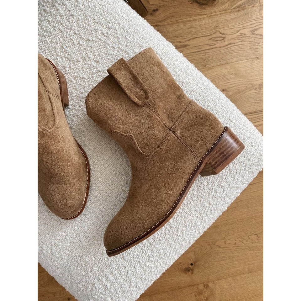 韓國女裝女鞋 sketch in love 麂皮絨面革低跟西部騎士靴-細節圖6