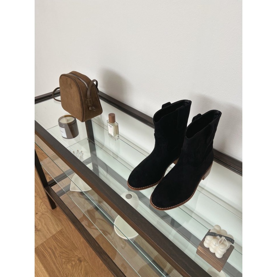 韓國女裝女鞋 sketch in love 麂皮絨面革低跟西部騎士靴-細節圖11