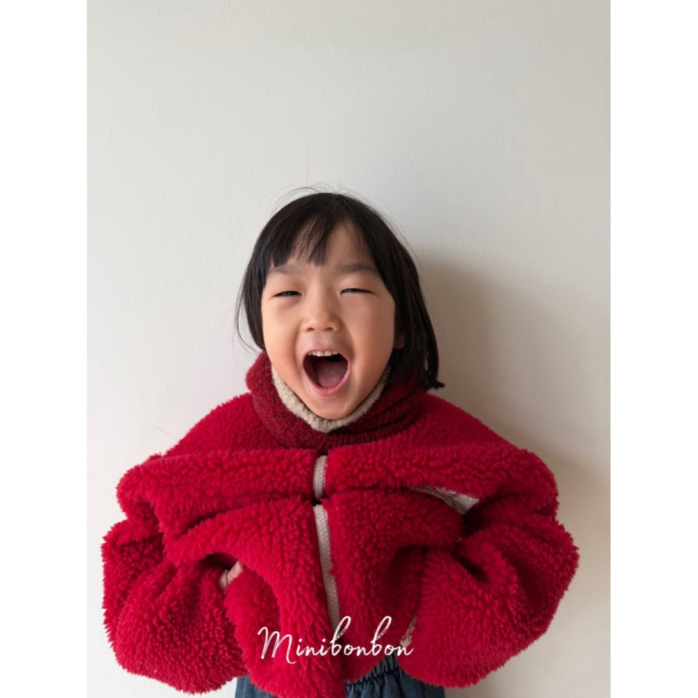 正韓童裝 MINI BONBON 暖呼毛絨感夾克外套-細節圖3