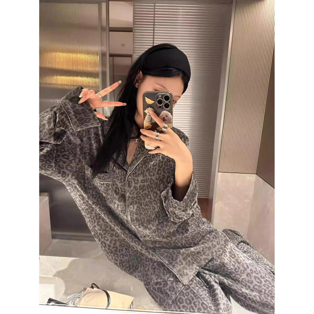 韓國女裝 Right 絲絨豹紋居家服睡衣套裝-細節圖10