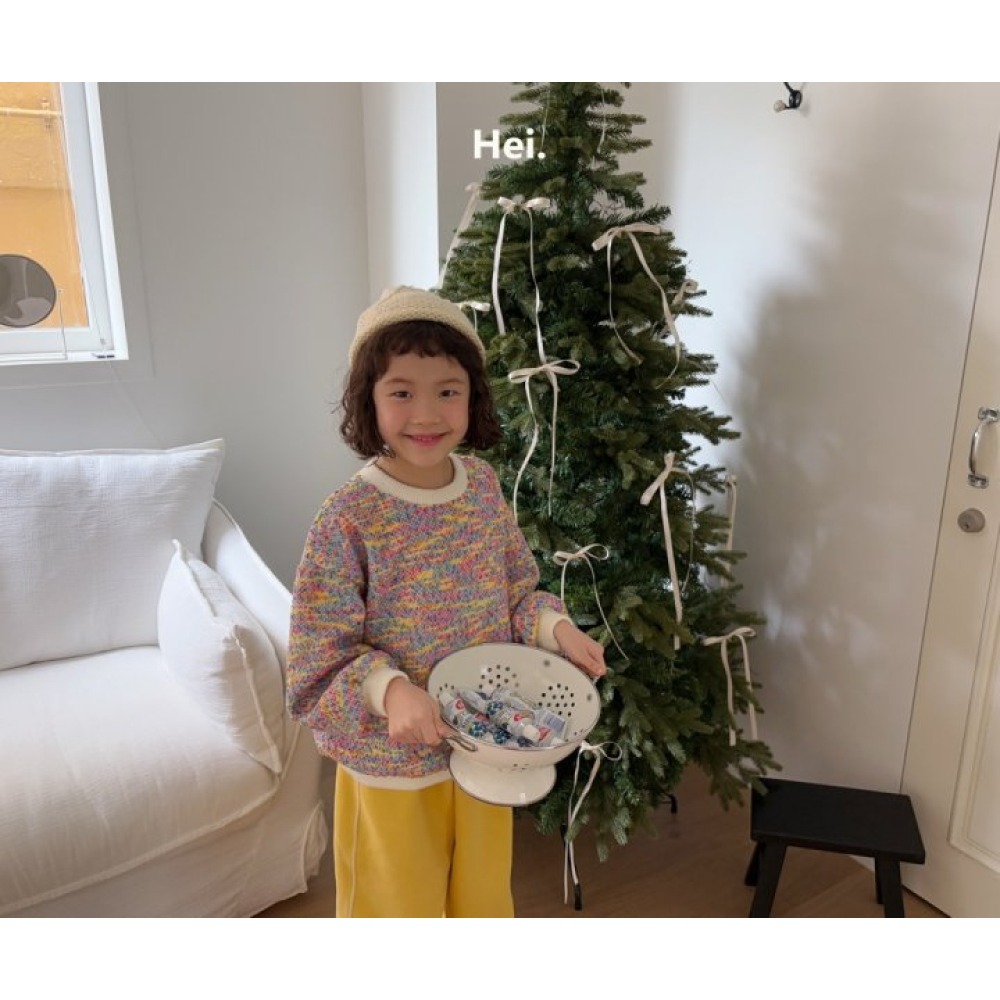 正韓童裝 Hei 幻彩波點縮袖口針織衫-細節圖3