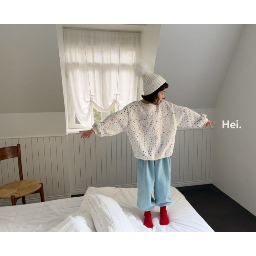 正韓童裝 Hei 幻彩波點縮袖口針織衫-細節圖4