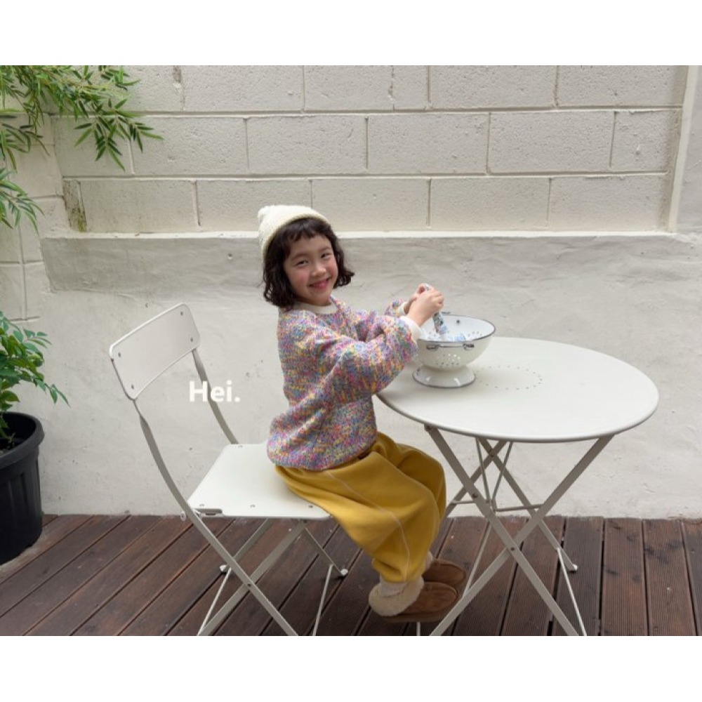 正韓童裝 Hei 幻彩波點縮袖口針織衫-細節圖11