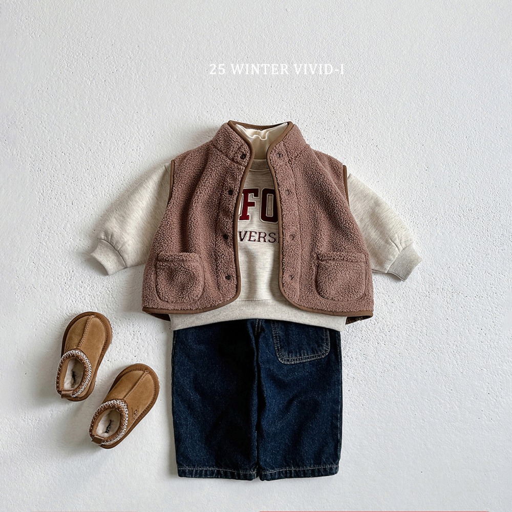 正韓童裝 vivid I 泰迪小熊保暖毛絨觸感口袋背心-細節圖6