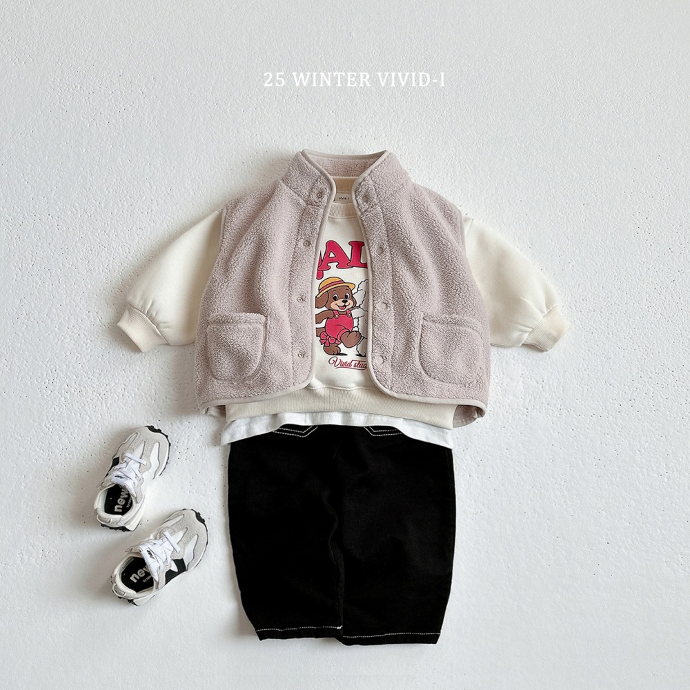 正韓童裝 vivid I 泰迪小熊保暖毛絨觸感口袋背心-細節圖9