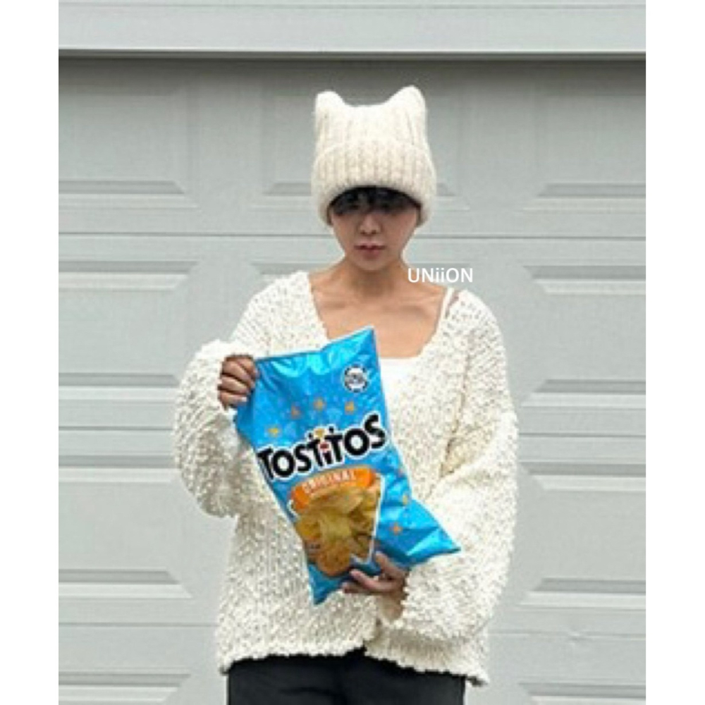 韓國女裝 UNI 貓耳朵針織毛線帽-細節圖11