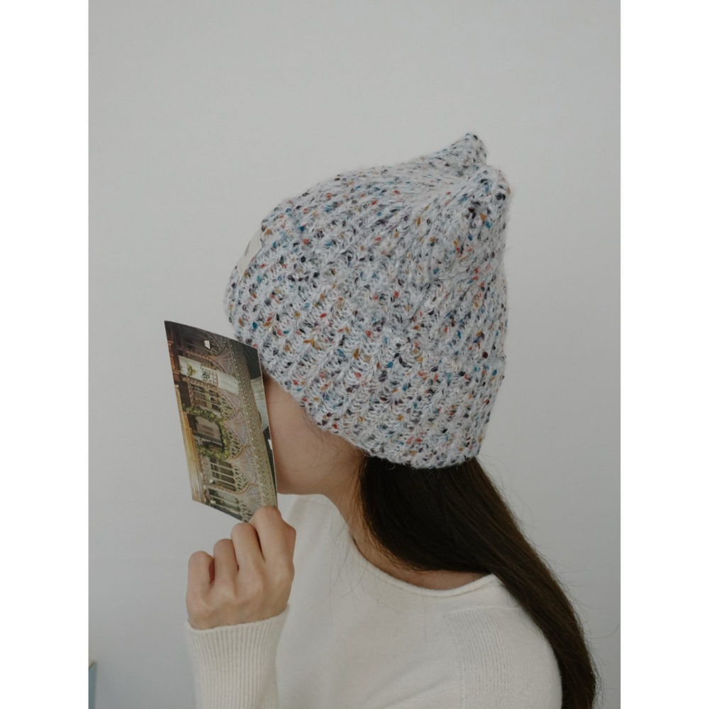 韓國女裝 UNI 羊毛混色毛線貓耳針織帽-細節圖4