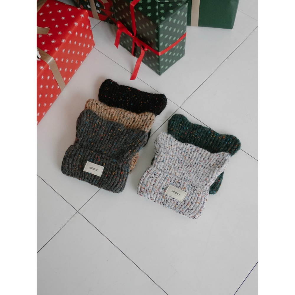 韓國女裝 UNI 羊毛混色毛線貓耳針織帽-細節圖7