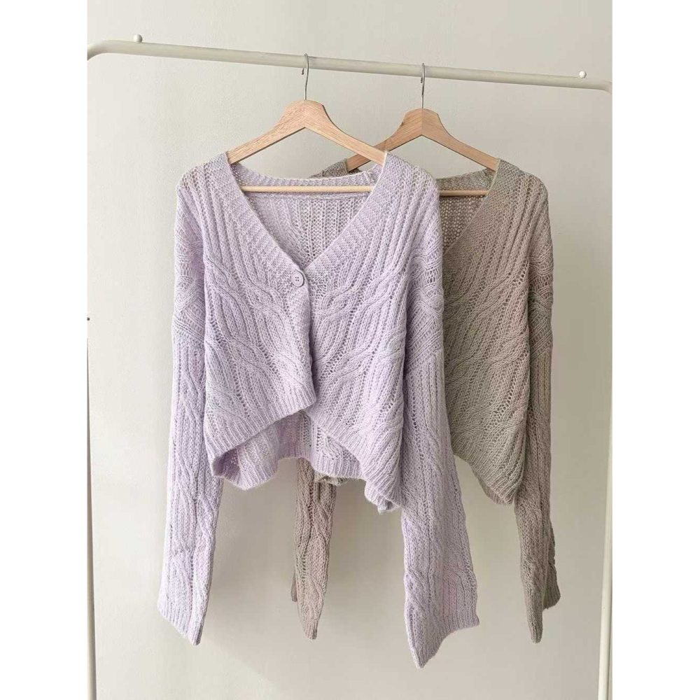 韓國女裝 Opin 柔和鬆軟開衫針織外套-細節圖5