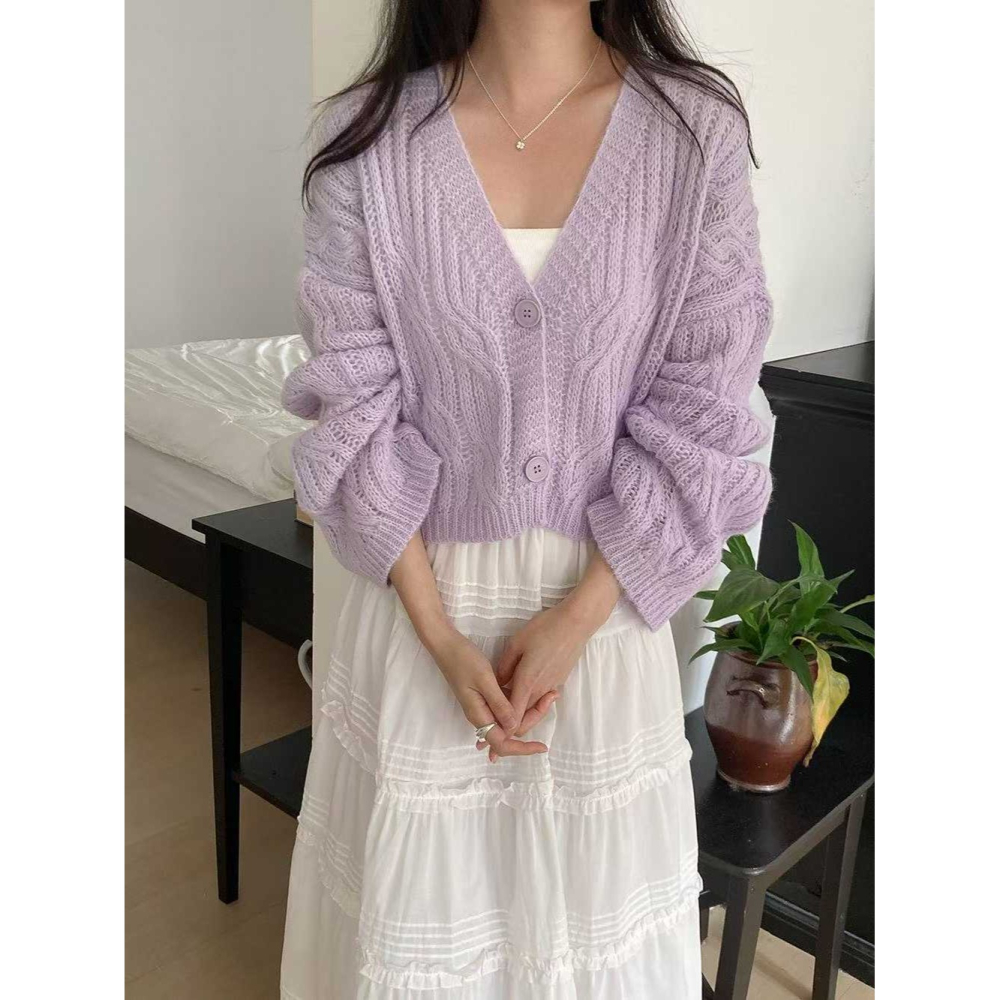 韓國女裝 Opin 柔和鬆軟開衫針織外套-細節圖7