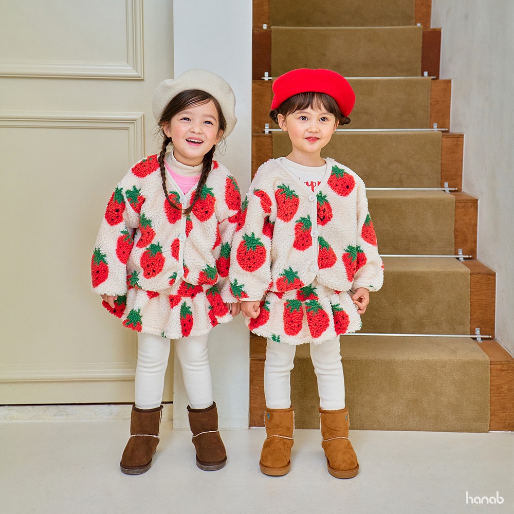 正韓童裝 HANABI 超可愛大大滿滿的草莓與長耳狗夾克-細節圖7