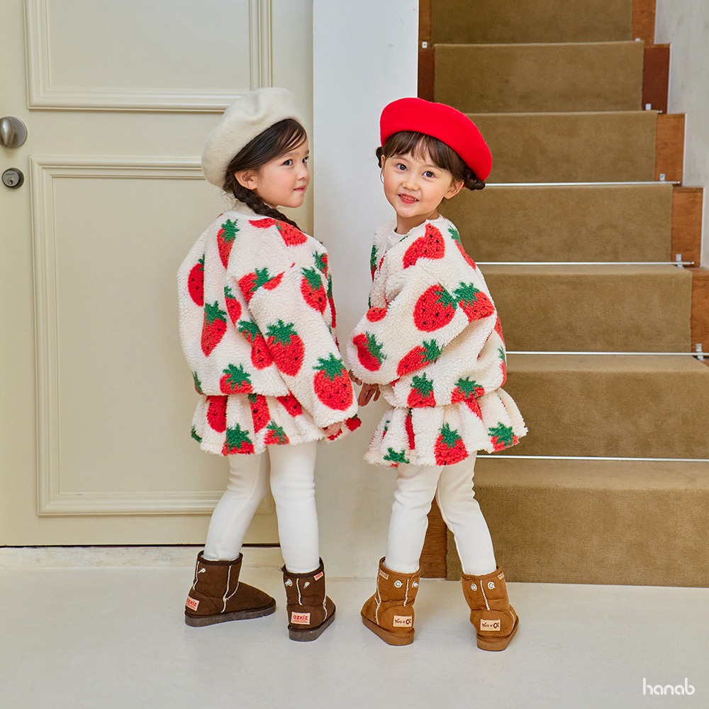 正韓童裝 HANABI 超可愛大大滿滿的草莓與長耳狗夾克-細節圖9