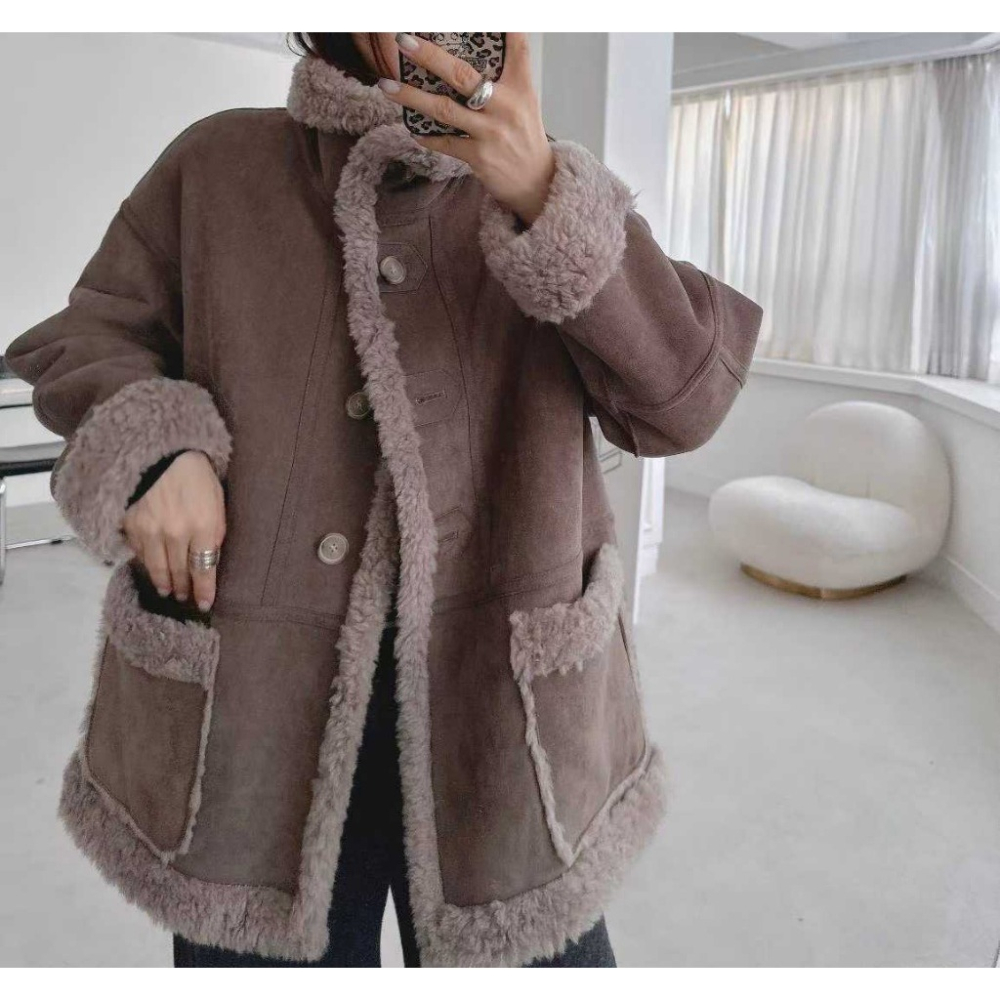 韓國女裝 Blackfriday 黑五家 高單精品雙面寬領大衣外套-細節圖4