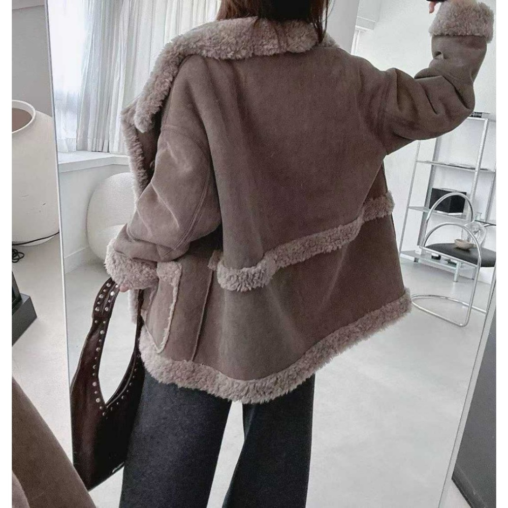 韓國女裝 Blackfriday 黑五家 高單精品雙面寬領大衣外套-細節圖5