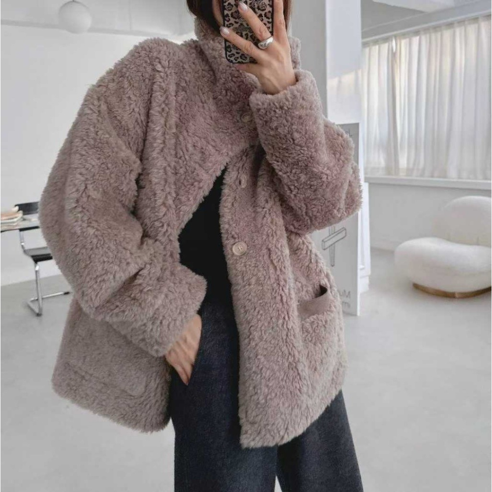 韓國女裝 Blackfriday 黑五家 高單精品雙面寬領大衣外套-細節圖7