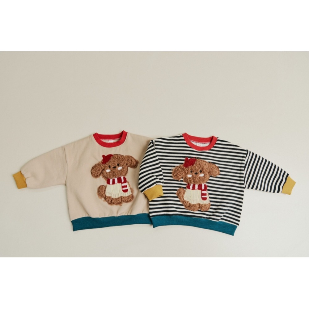 正韓童裝 Ronibo 可愛qq的毛絨狗狗大學T-細節圖5