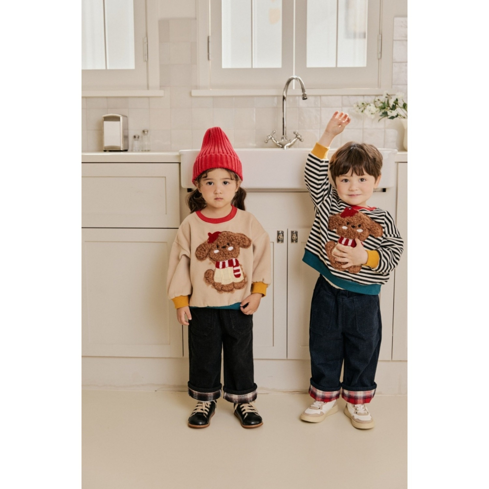 正韓童裝 Ronibo 可愛qq的毛絨狗狗大學T-細節圖7