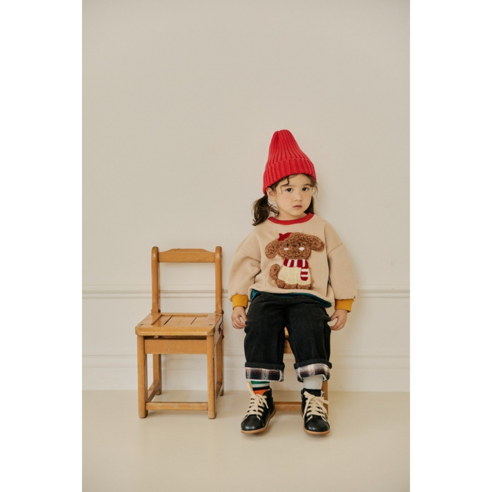 正韓童裝 Ronibo 可愛qq的毛絨狗狗大學T-細節圖9