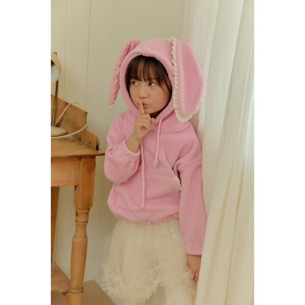 正韓童裝 MINIATURE 大兔耳朵連帽口袋T-細節圖3